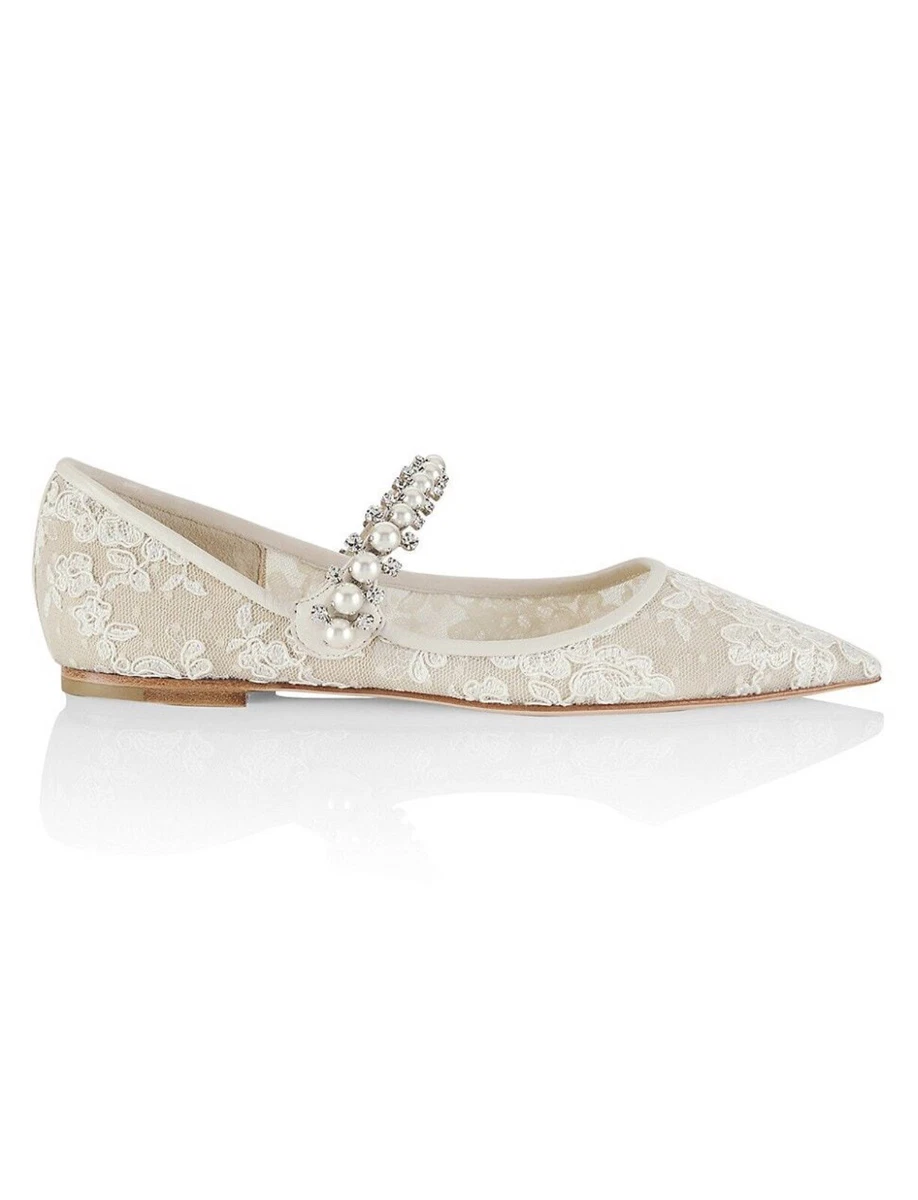 Jimmy Choo Baily Embellished Lace Flats size 39