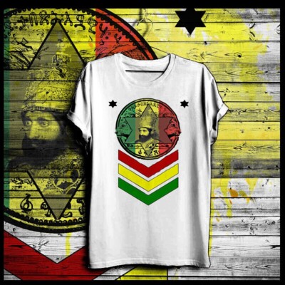 Reggae t-shirt Roots Rock Rasta Flag Jah Rastafari Haile Selassie Rasta Lions