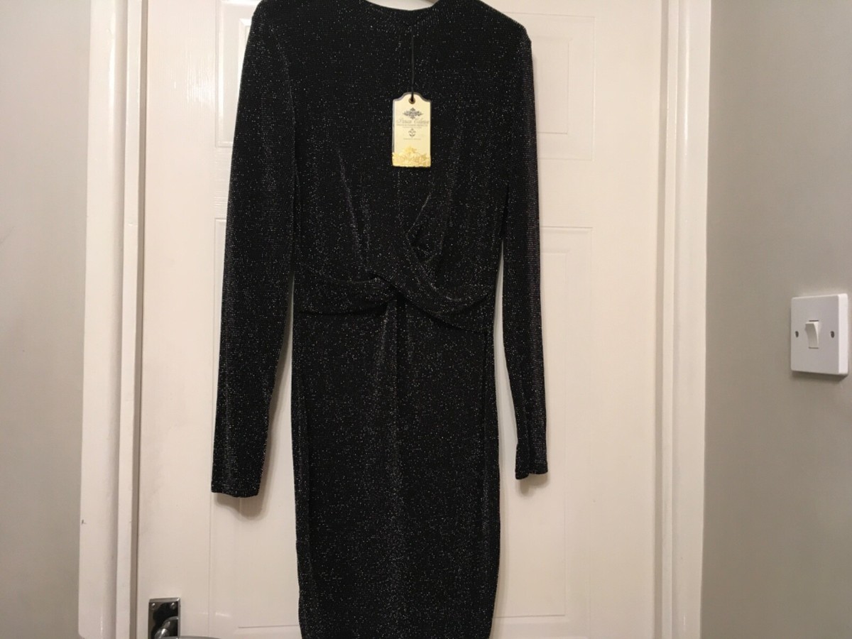 Robe Vintage Collection Parisienne Taille 12 Noir/gris Pailleté Neuve Avec étiquettes - Soirée Cocktail