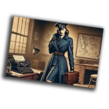 nice vintage retro woman secretary military WW2 Photo Glossy 4 6 in H40