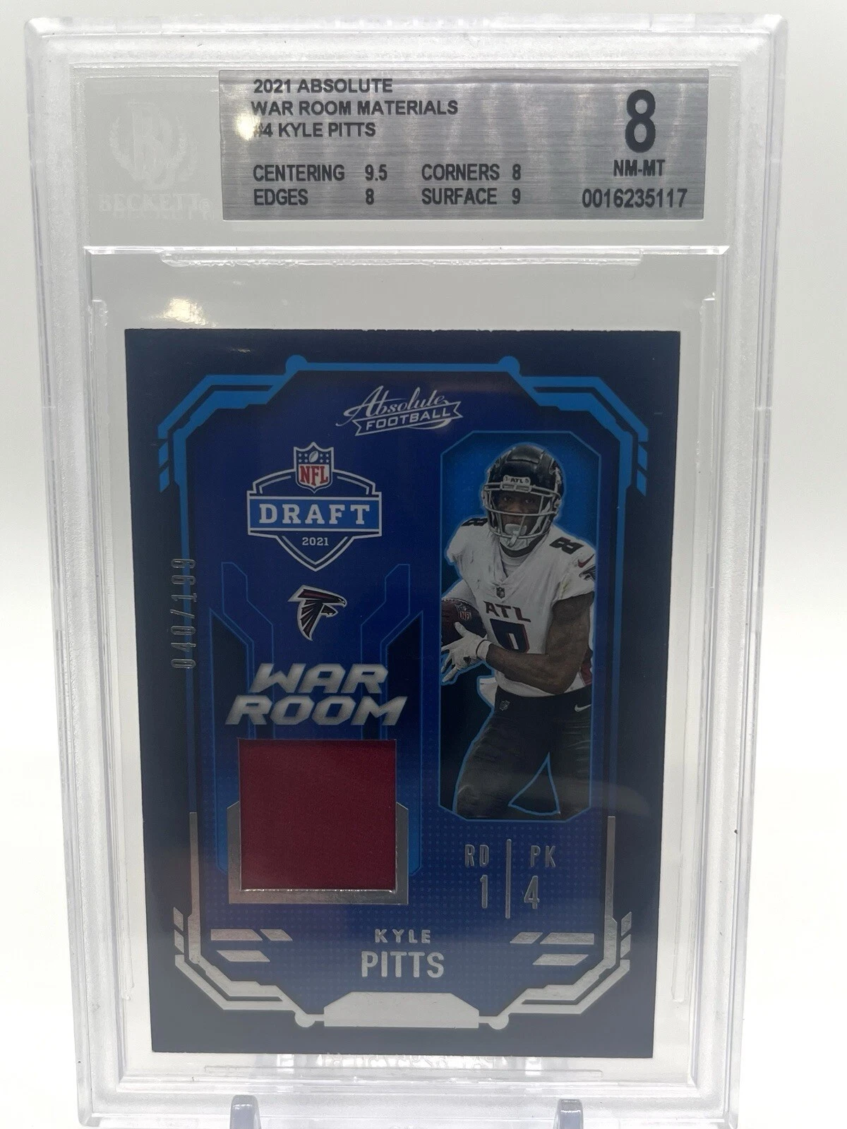 Kyle Pitts Panini Absolute War Room Materials #KPI Platinum 1/1