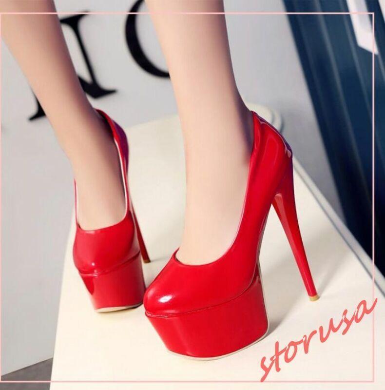 Women's High Heels Round Toe Pumps Platform Dress Shoes Party Clubwear