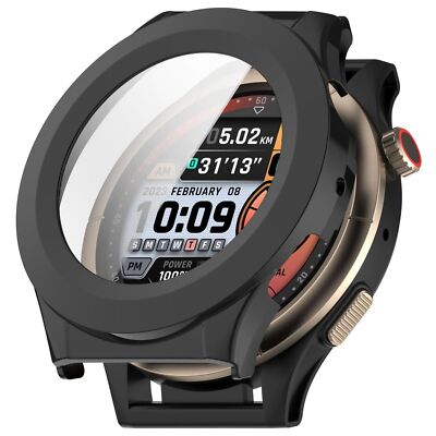 Für Amazfit Cheetah Pro Kunststoff Smart Hülle + Tempered 9H Hart Glas Schwarz