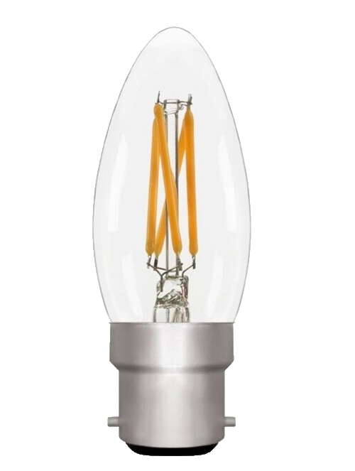 Zico LED Filament Lamp, B22, 4W, 2700K, C35 Candle, Clear, Dimmable