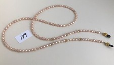 Peach Pink Pearl Crystal Rhinestone Eyeglass Sunglass Leash Holder Lanyard
