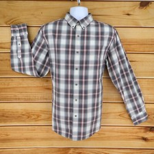 Chaps Long Sleeve Shirt Mens Size M Gray Plaid 100 Cotton Button Down Collar