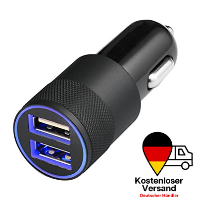 Zigarettenanzünder 2 USB Ladegerät KFZ LKW Auto Ladeadapter Handy (SCHWARZ)
