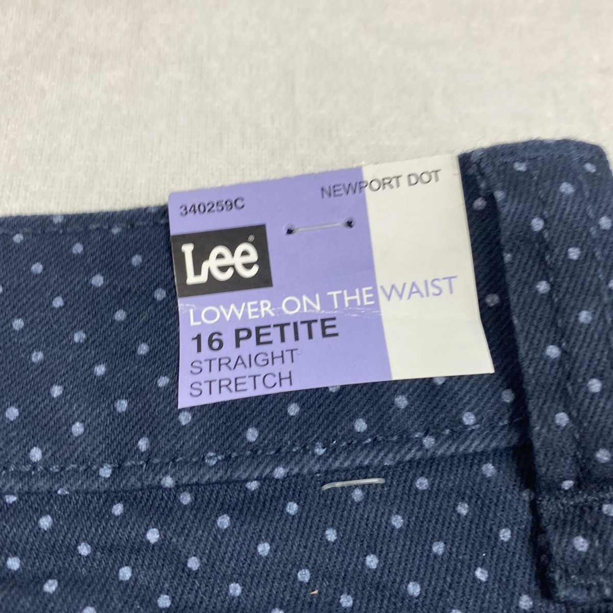 Lee Womens NWT Polka Dot Jeans 16 Petite Navy Blue Newport Dots