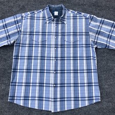 Vintage Wrangler Short Sleeve Shirt Size XL X-Large Cotton Pearl Snap