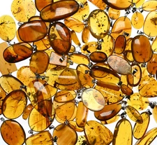 Burmese Amber, Sterling Silver Pendant - Fossil insect inclusions, Price Each