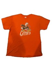 Vintage 80s 90s Gildan Orange UM Miami Hurricanes T-Shirt L w Sebastian Ibis