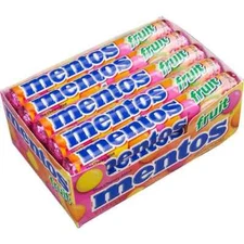 Mentos 15ct Chewy Mint Candy Natural Mixed Fruit Flavor 1.32 Ounce Rolls
