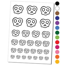 German Pretzel Outline Temporary Tattoo Water Resistant Set