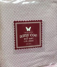 NIP AMY COE LIMITED EDITION MOD BABY CRIB SHEET PINK WHITE POLKA DOT FREE SHIP