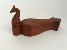 Antique Wooden Hand Crafted Kumkum Tika Box Home Decor Temple Peacock Face