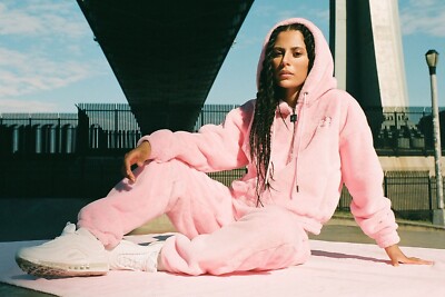 APPARIS X JUICY COUTURE COLLECTION Baby Pink Vegan  Fur Hooded Zip Jacket Sz.L