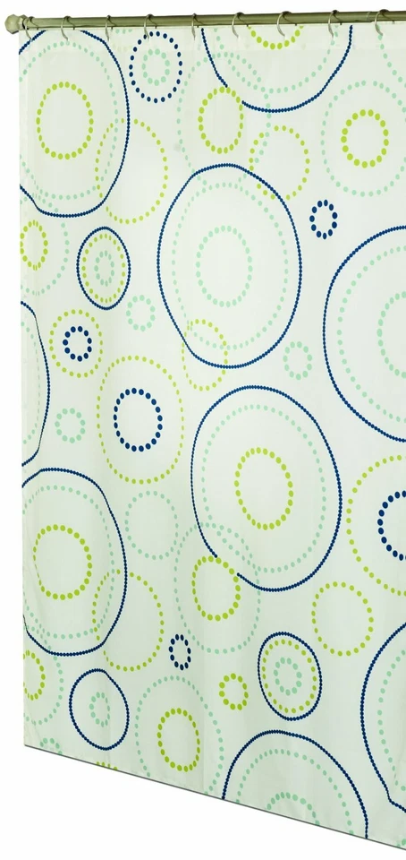 Modern Geometric Blue & Green Circle Shower Curtain 70 x 72 inches, Polyester - Image 2 of 2