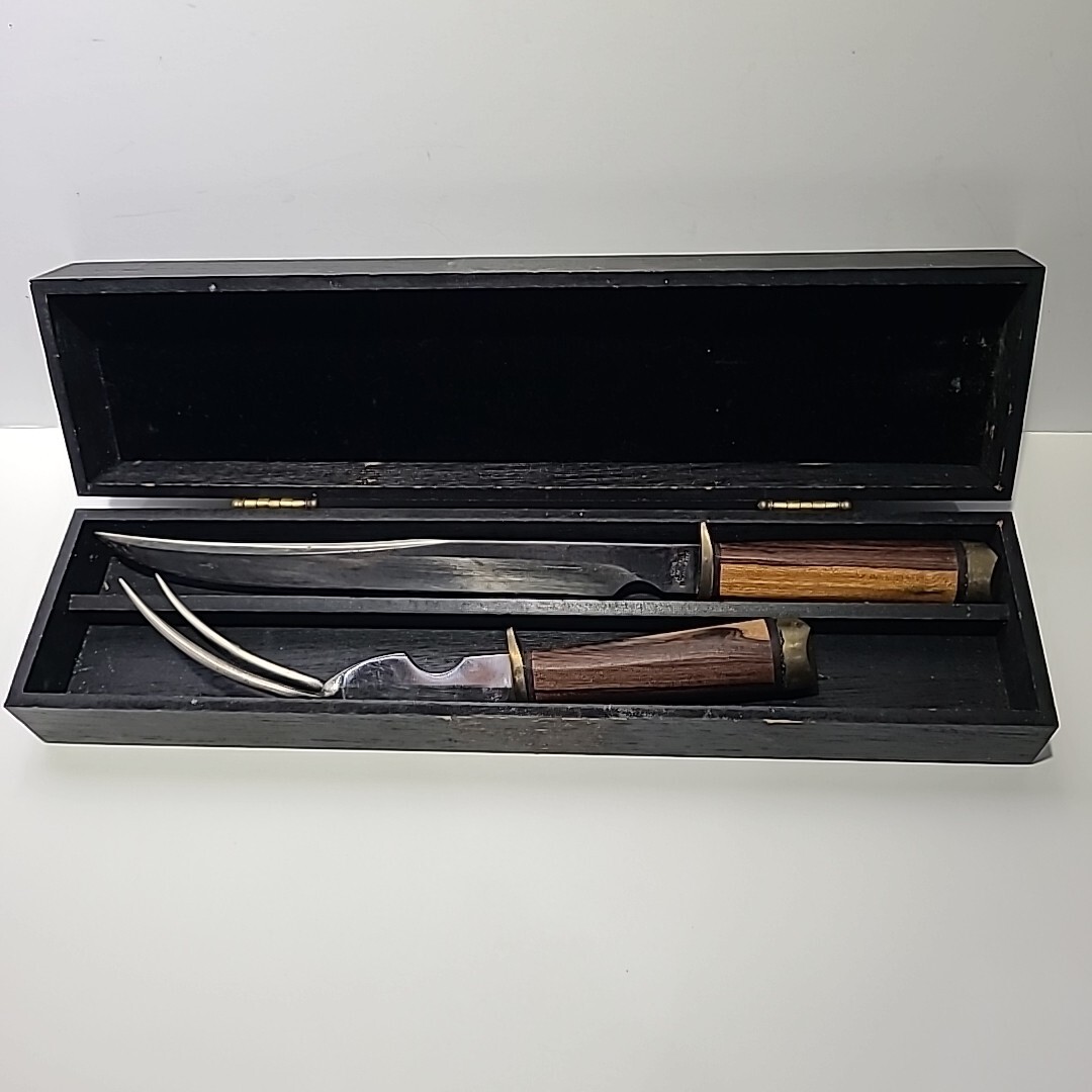 Vintage Bizon 14" Meat Chef Carving Knife Fork Wood Handles Hand Made in Mexico eBay