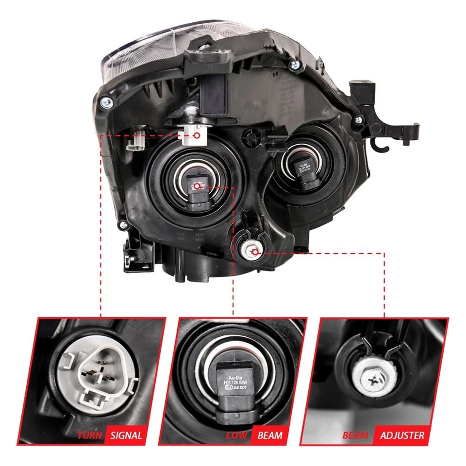 For Nissan Altima 09-13 Anzo Driver & Passenger Side Black Projector Headlights Foto 2 de 4