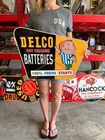 Vintage Style Metal Sign Delco Batteries NOT Porcelain 24x18 Made USA