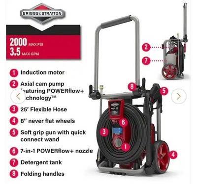 #ad Briggs amp; Stratton POWERflow Electric Pressure Washer 2000 PSI 3.5 GPM $175.00