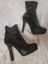 JIMMY CHOO booties patent leather lug platform Stilettos ankle boots size 38
