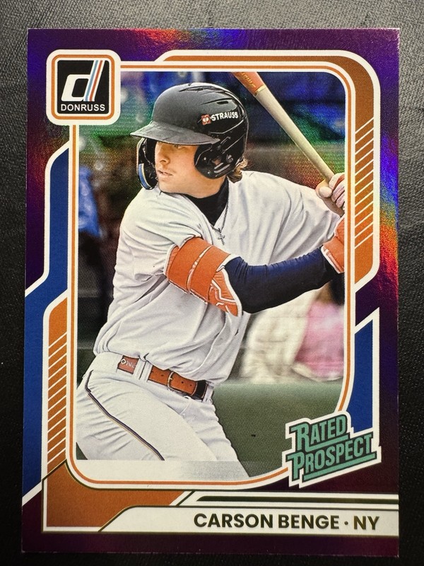 2026 Donruss Baseball Carson Benge #180 Rated Prospect Holo Purple /99