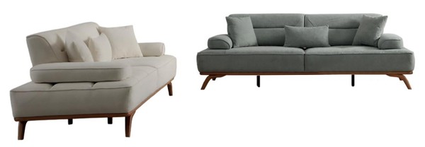 Stilvolle Grau-Beige Sofagarnitur Designer 3-Sitzer Polstercouchen-image
