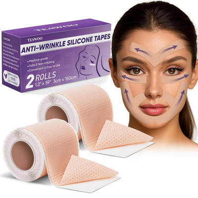 2 Rolls Anti Wrinkle Silicone Scar Tape Face Forehead Patches Overnight 1.2''