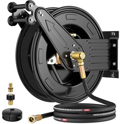 #ad 50 ft x 3 8 inch Pressure Washer Hose Reel Steel Wall Floor Mount 4000PSI $94.99