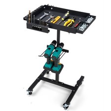 OLBRUS Rolling Work Table, Tool Cart with Drills Storage Black