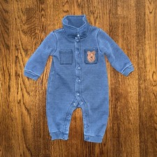 Pooh Bear Disney Baby Button Up Romper in Navy SZ 3/6 months