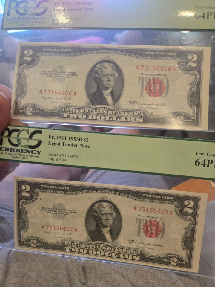 1953-b $2 two dollar 64ppq U.S. Note red seal - Image 2 of 3