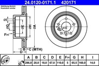 2X ATE Bremsscheibe 24.0120-0171.1 FüR Omega Opel V94 Caravan F35 M35 P35 F69