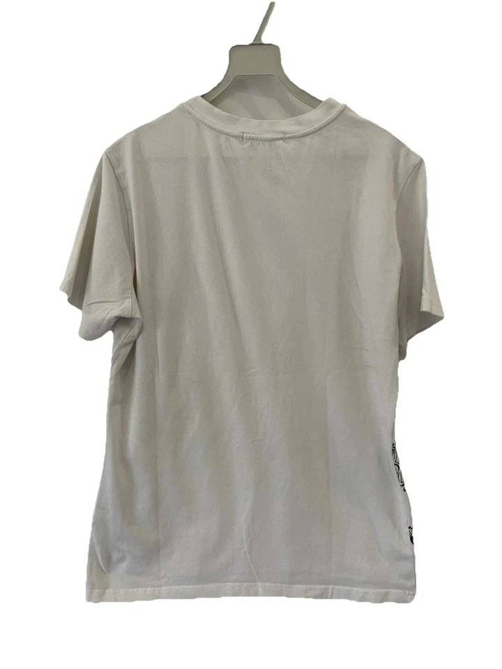 Camiseta Roberto Cavalli Hecha en Italia Gráfica Blanca Negra Dorada XL Rara #15 Foto 2 de 4