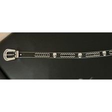 Skull Rhinestone Studded Black Belt. 44"