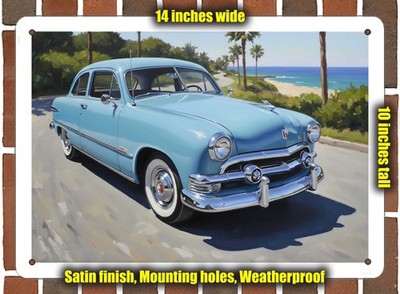 Metal Sign - 1951 Ford Custom Deluxe Tudor Oil Painting - 14x10