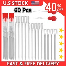 60 PCS Large Eye Hand Sewing Needles Set - 3 Sizes Leather Embroidery Thread ...