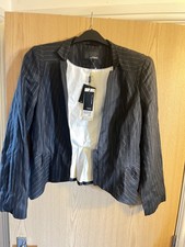 Cute Next Peplum Black Striped Long Sleeve Jacket Suit Size 12-14 RRP £45