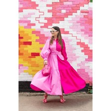 Christopher John Rogers x Target Pink Two Tone Belted Dress A+ Condition Size 4