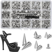 360 Pcs Punk Spikes and Studs Kit, Multiple Size Cone