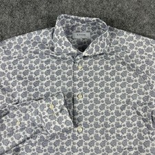 Eton Shirt Mens 15.5 39 White Blue Brighton Slim Fit Floral Dress Cotton Paisley