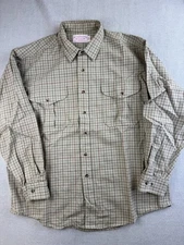 CC Filson Shirt Mens Large Beige Plaid Button Up Merino Wool
