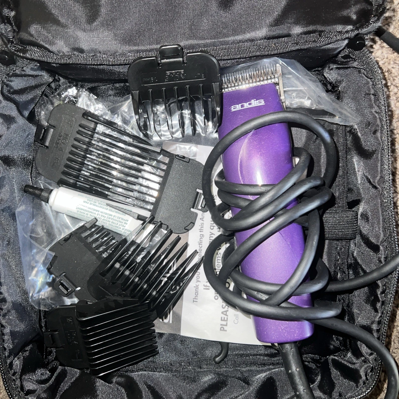 Purple Andis MBG2 EasyClip Pro Pet Dog Grooming Clippers W/ #10 Blade & Guides