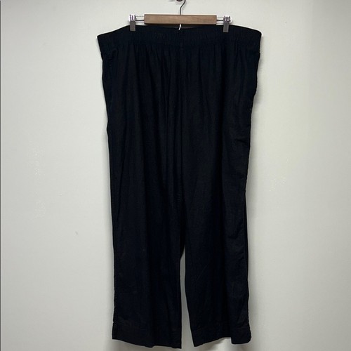Old Navy High-Waisted Linen-Blend Wide-Leg Pants Black Plus Size 2X - Bild 3 von 6