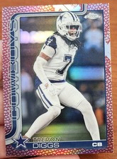 TREVON DIGGS 2025 TOPPS CHROME FOOTBALL LEATHER PIGSKIN BORDER REFRACTOR #83
