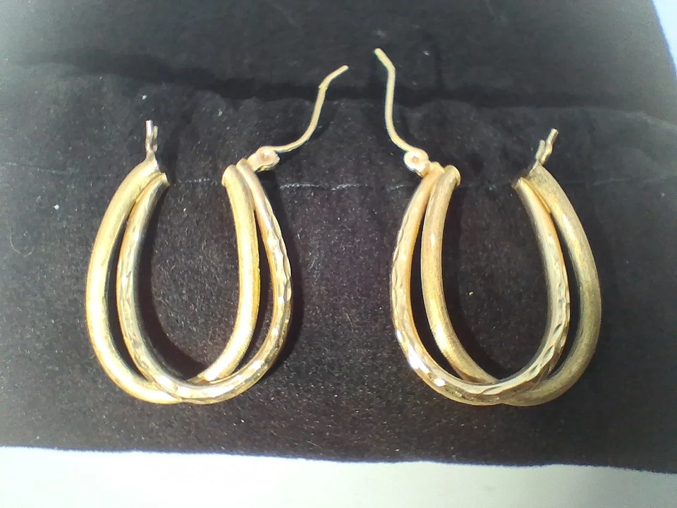 Diamond Cut Double Tube Huggie Hoop Earrings 10k Yellow Gold - Image 2 of 4