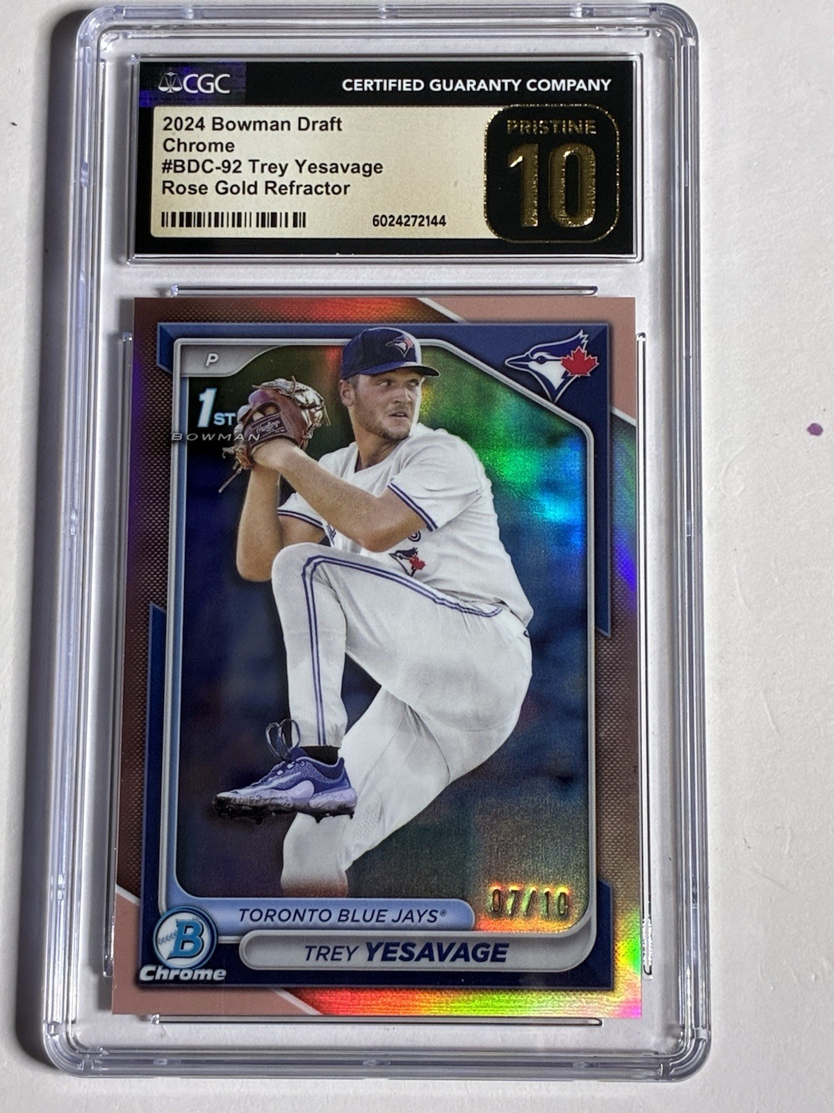 2024 Bowman Draft Trey Yesavage Chrome Rose Gold Refractor 1st 7/10