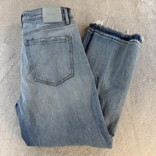 Express Straight Ankle Jeans 10R High Rise Distressed Raw Hem