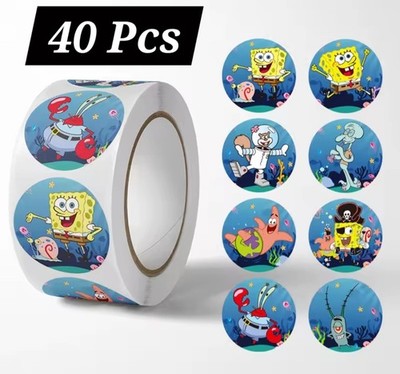 40x Sponge Bob Schwammkopf Patrick Mr Krabs Plankton Belohnung Aufkleber 2,5cm